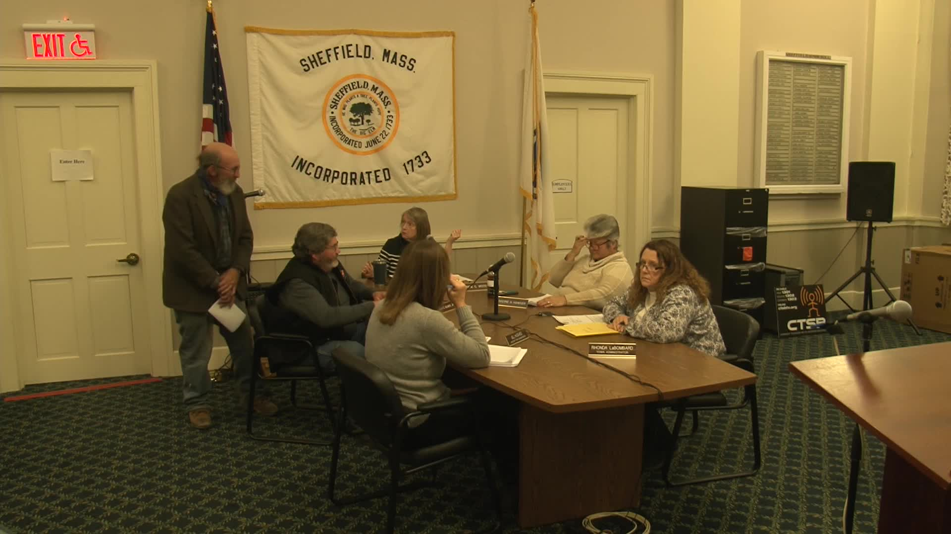 Thumbnail image for Town of Sheffield Select Board Meeting, November 21, 2022.  LIVE, from Sheffield Town Hall on CTSB Channel 1303, and streaming from ctsbtv.org/Channel 1303.