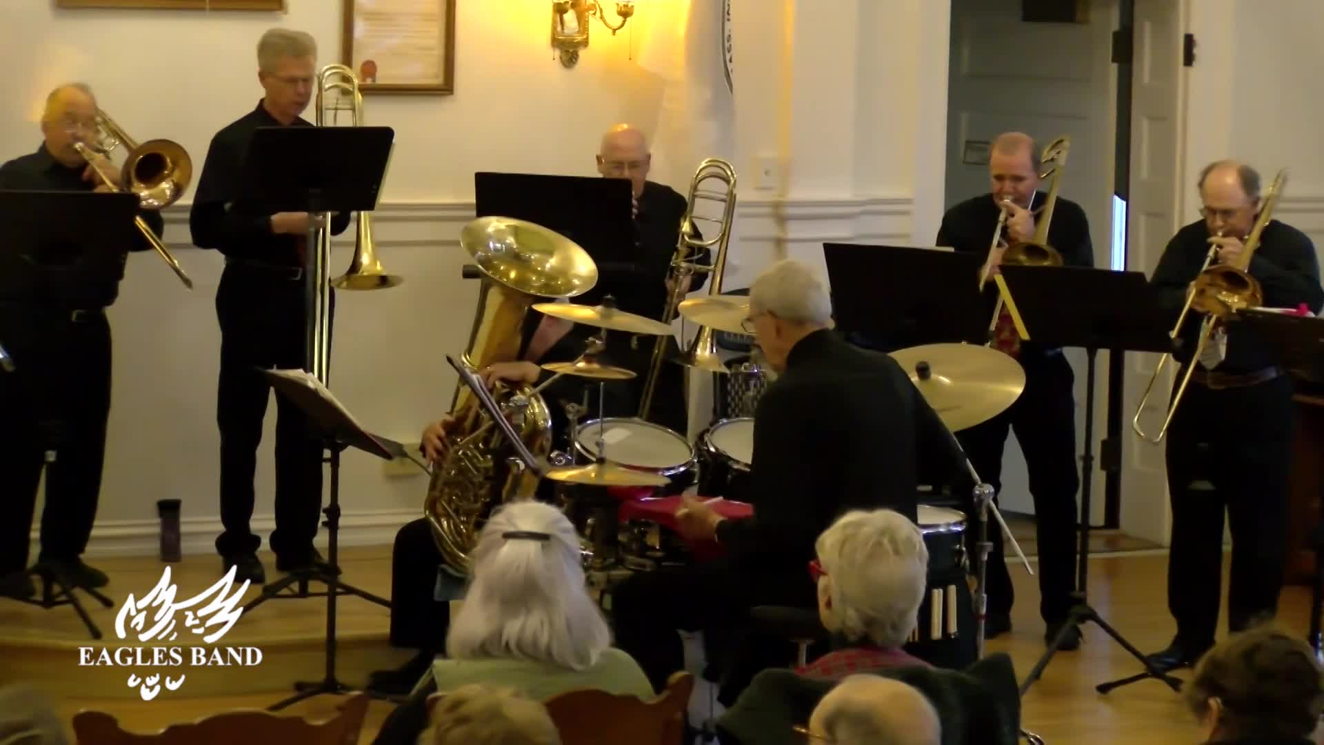 Thumbnail image for The Eagles Band.  "The Eagles Community Brass and Trombone Ensembles Holiday Concert," Adams Memorial Library, December 3, 2023.
