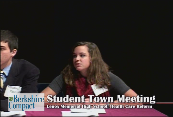 Thumbnail image for Berkshire Compact for Higher Education.  'Lenox Memorial High School Student Town Meeting, Discussion on Health Care Reform, May 7, 2010.'