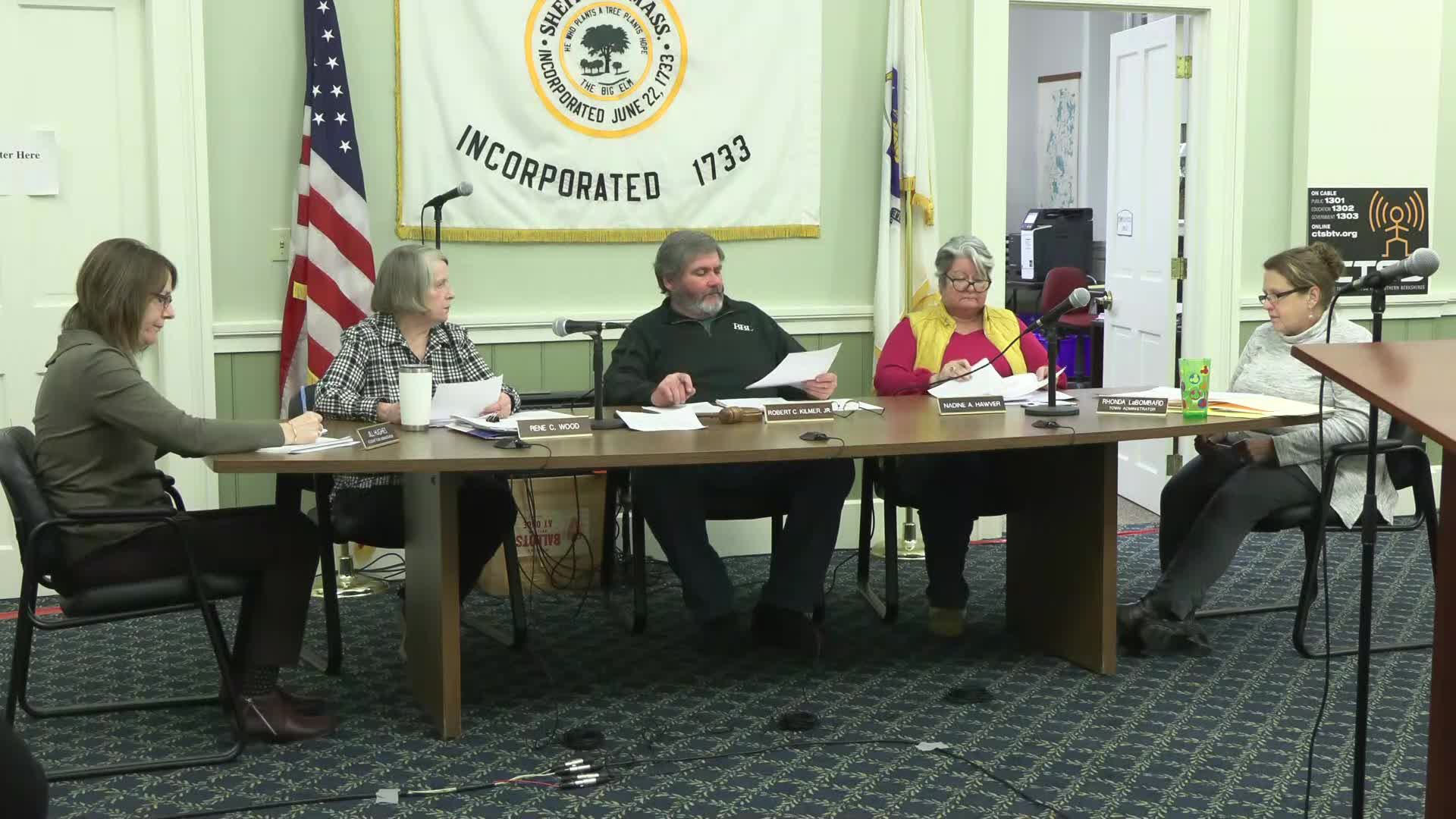 Thumbnail image for Town of Sheffield Select Board Meeting, February 7, 2024.  LIVE, from Sheffield Town Hall on CTSB Channel 1303, and streaming from ctsbtv.org/Channel 1303.
