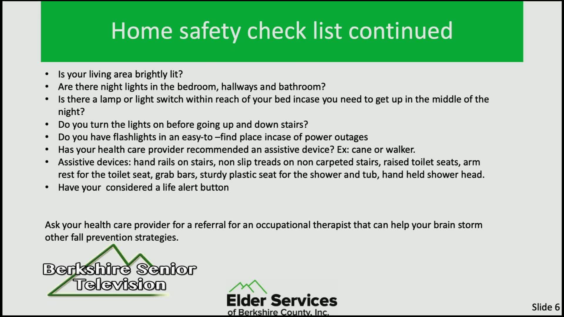 Thumbnail image for Elder Services of Berkshire County, Inc., presents "Berkshire Senior TV."  "Falls Prevention."