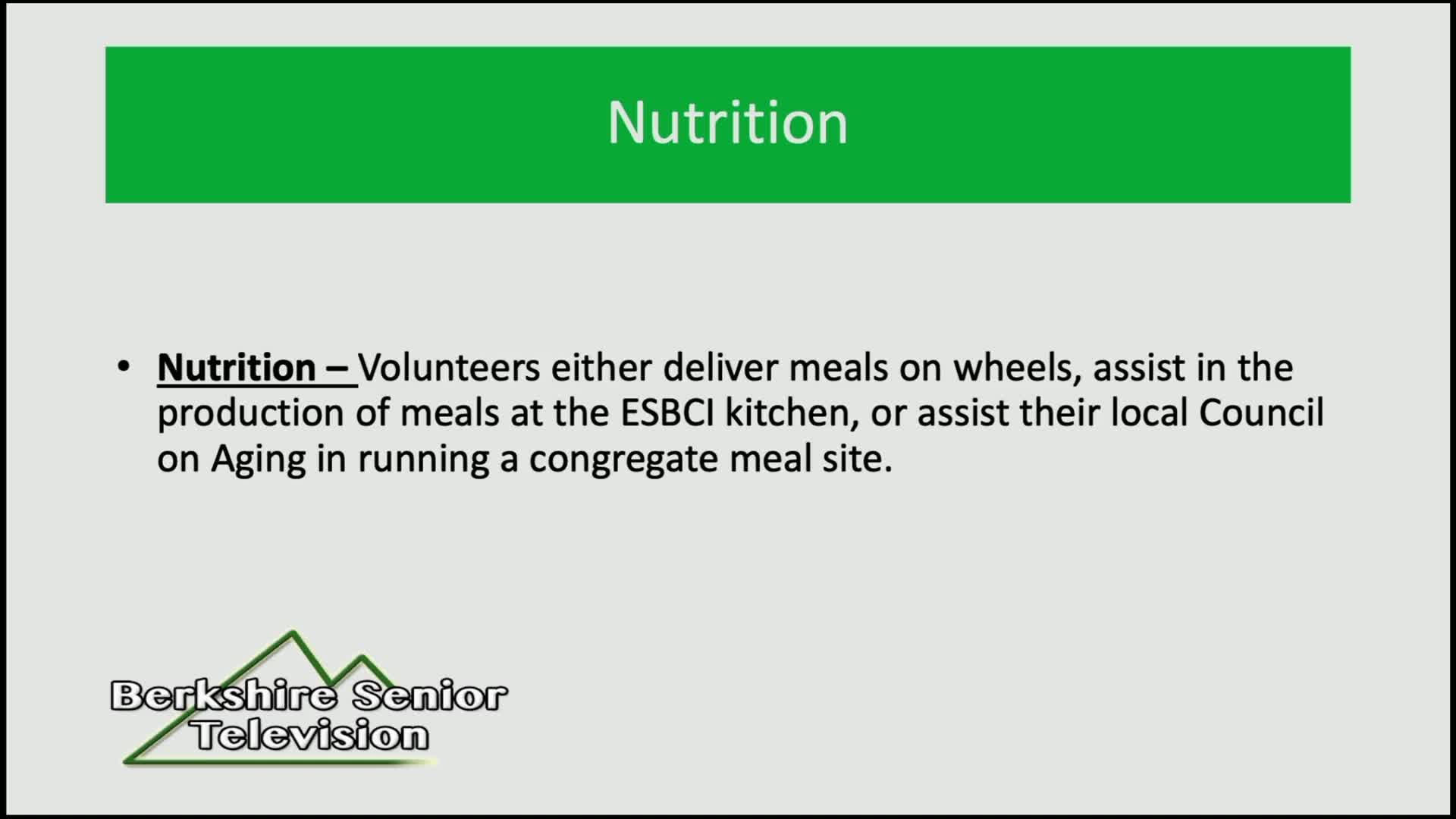 Thumbnail image for Elder Services of Berkshire County, Inc., presents "Berkshire Senior TV."  "Volunteering."