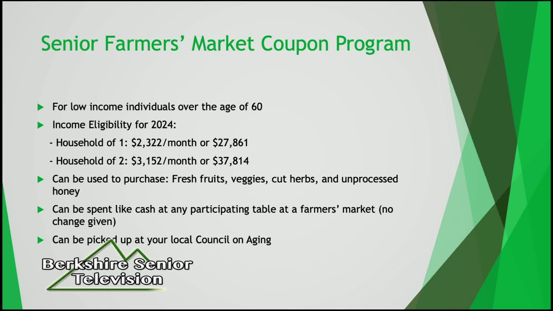 Thumbnail image for Elder Services of Berkshire County, Inc., presents "Berkshire Senior TV."  "North Adams Farmers Market."