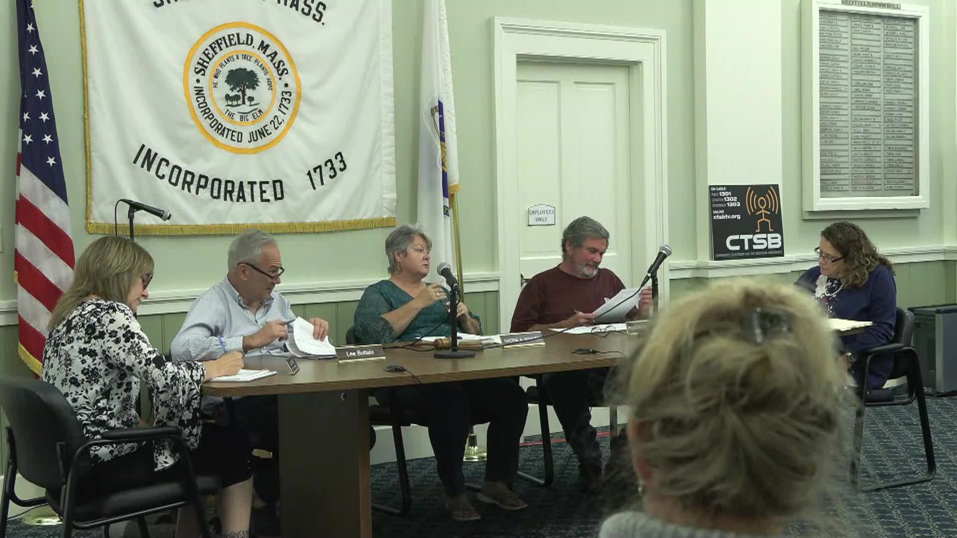 Thumbnail image for Town of Sheffield Select Board Meeting, September 16, 2024.  LIVE, from Sheffield Town Hall on CTSB Channel 1303, and streaming from ctsbtv.org/Channel 1303.