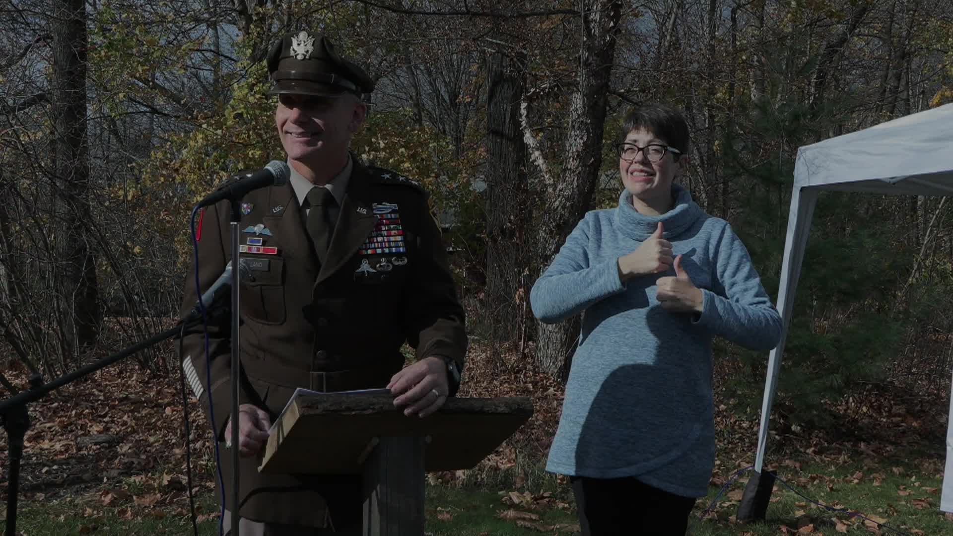 Thumbnail image for Dedication Ceremony, the Brigadier General John Gross Bernard Memorial Highway, Route 7, Sheffield, Massachusetts, Veterans Day, November 11, 2024.