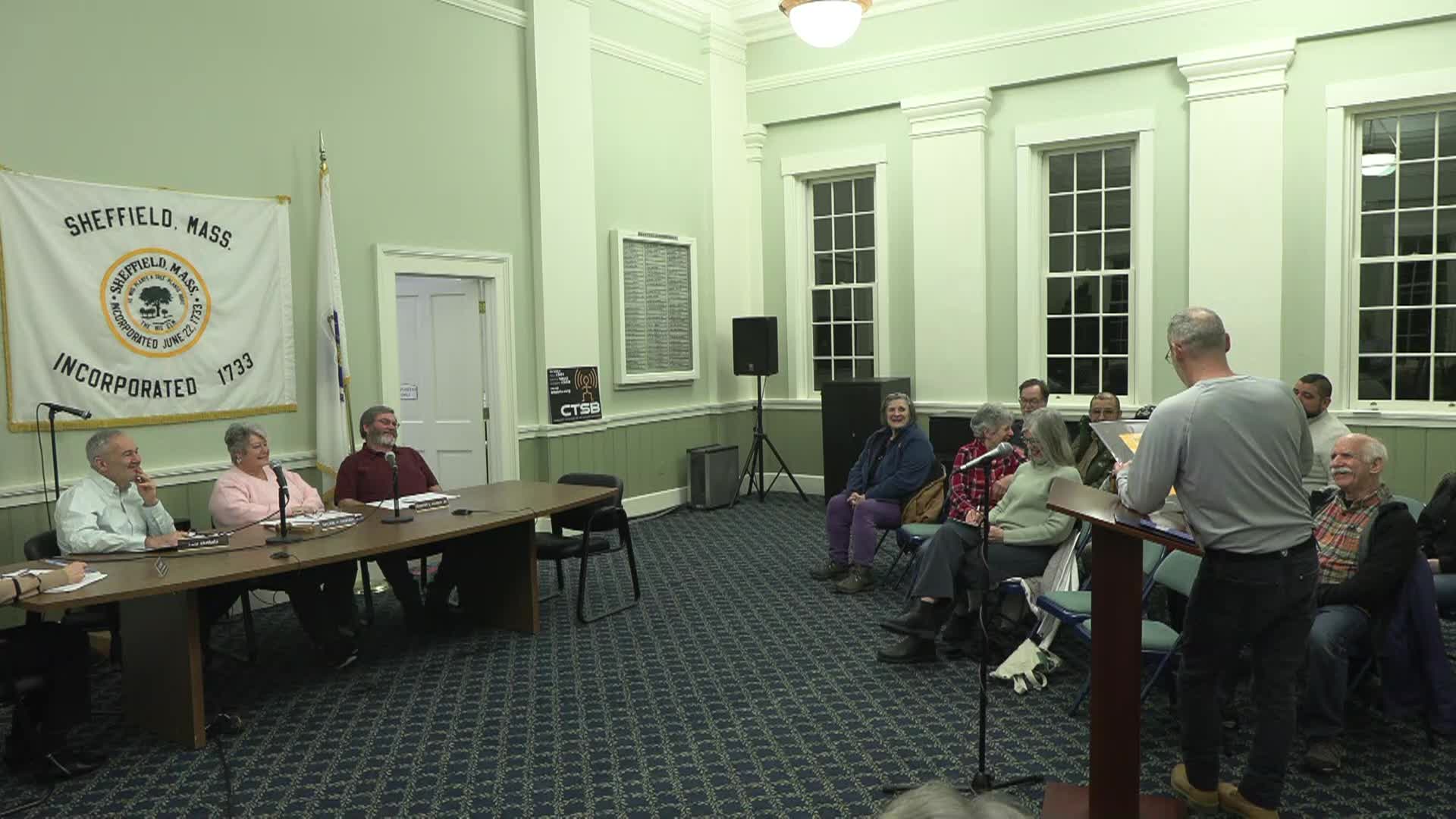 Thumbnail image for Town of Sheffield Select Board Meeting, February 3, 2025.  LIVE, from Sheffield Town Hall on CTSB Channel 1303, and streaming from ctsbtv.org/Channel 1303.