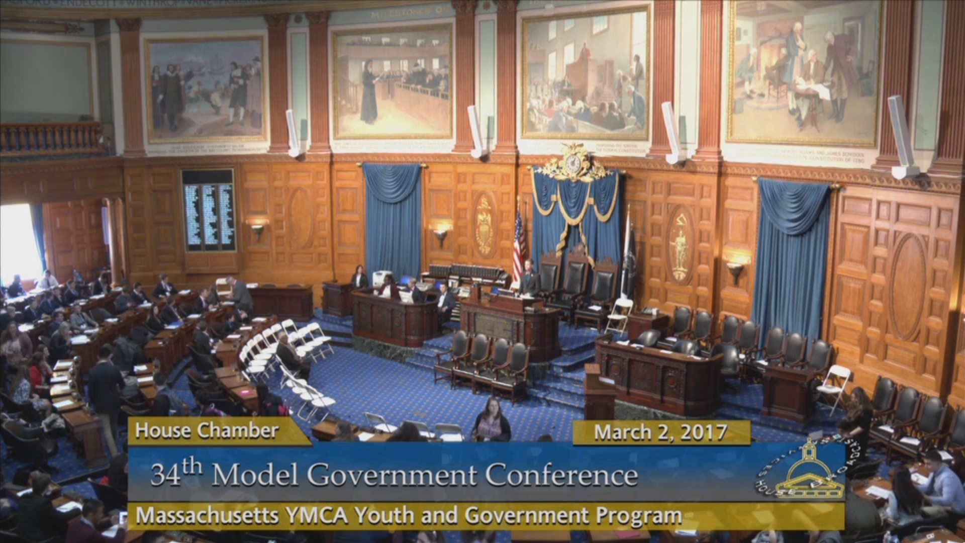 Thumbnail image for Commonwealth of Massachusetts State House.  34th Model Government Conference, Massachusetts YMCA Youth and Government Program, March 2, 2017.