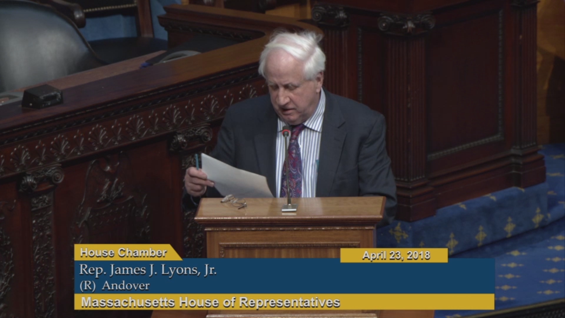 Thumbnail image for Commonwealth of Massachusetts State House.  Massachusetts House of Representatives, Fiscal Year 2019 Budget Session, Day 1 (of 4), April 23, 2018.