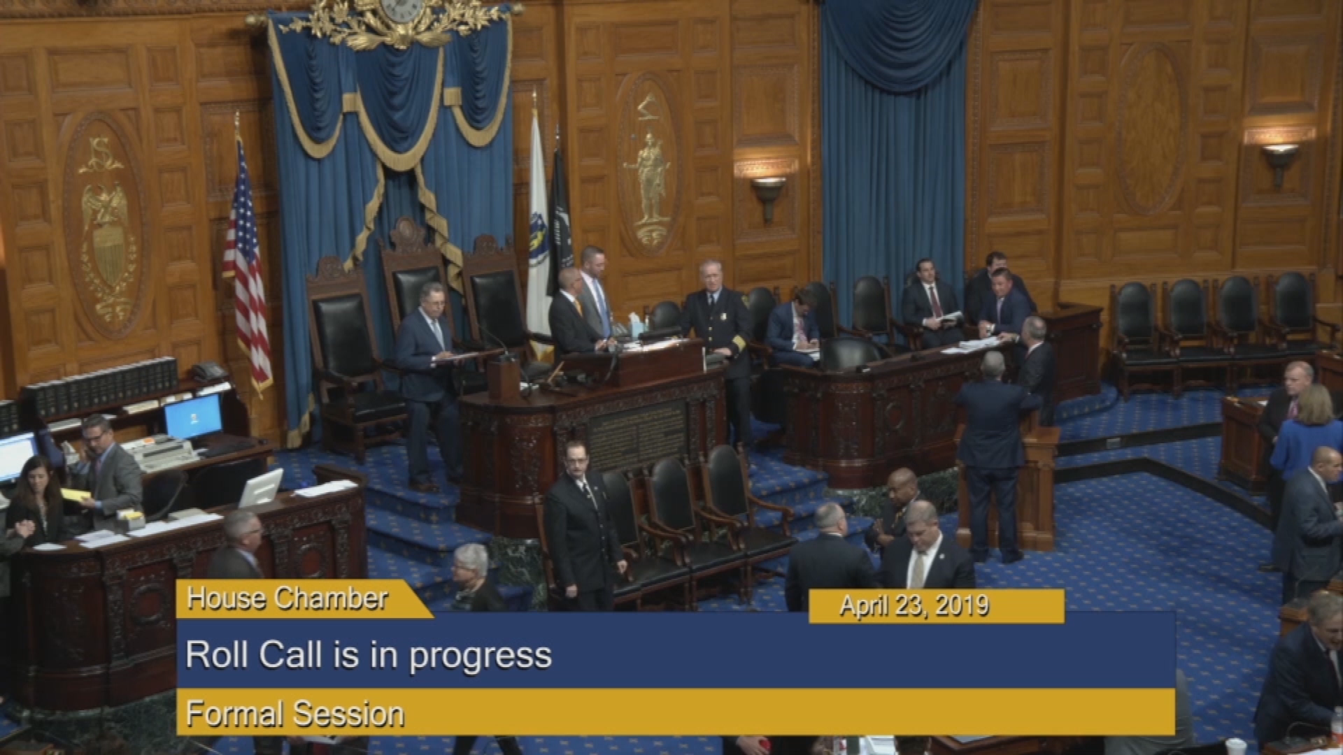 Thumbnail image for Commonwealth of Massachusetts State House, House of Representatives.  Formal Budget Session, FY2020 General Appropriations Bill, April 23, 2019.