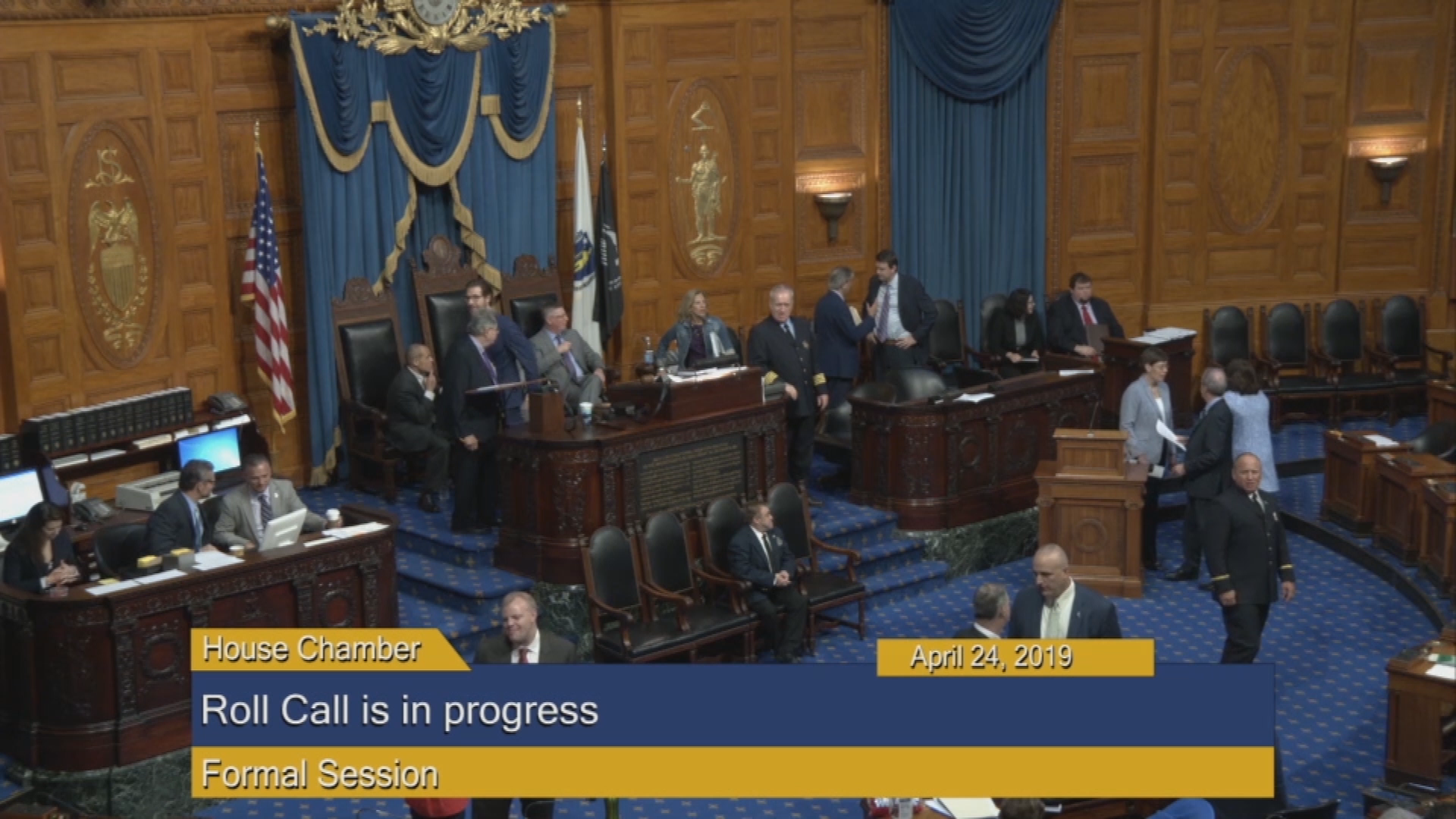 Thumbnail image for Commonwealth of Massachusetts State House, House of Representatives.  Formal Budget Session, FY2020 General Appropriations Bill, April 24, 2019.