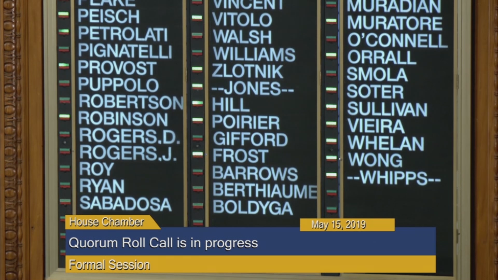Thumbnail image for Commonwealth of Massachusetts State House.  House of Representatives, Formal Session, May 15, 2019.