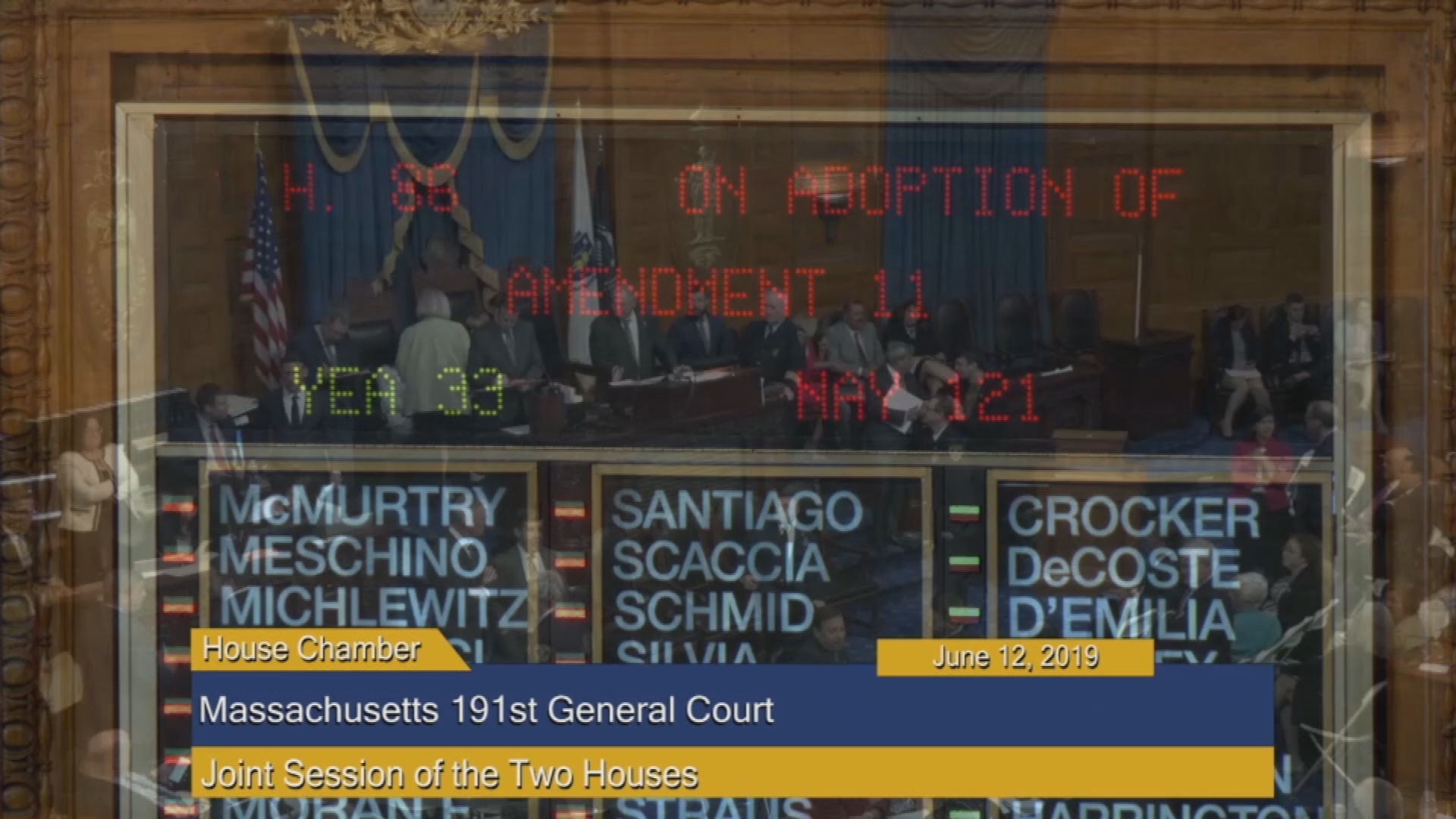 Thumbnail image for Commonwealth of Massachusetts State House.  Massachusetts 191st General Court, Joint Session of the Two Houses, Constitutional Convention, June 12, 2019.