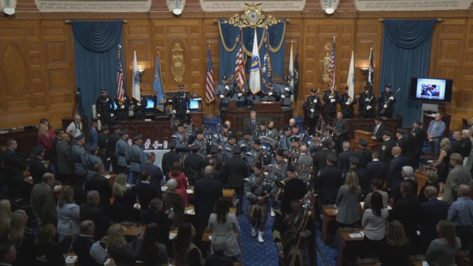 Thumbnail image for Commonwealth of Massachusetts State House.  The 36th Annual Trooper George L. Hanna Memorial Awards for Bravery, October 18, 2019.