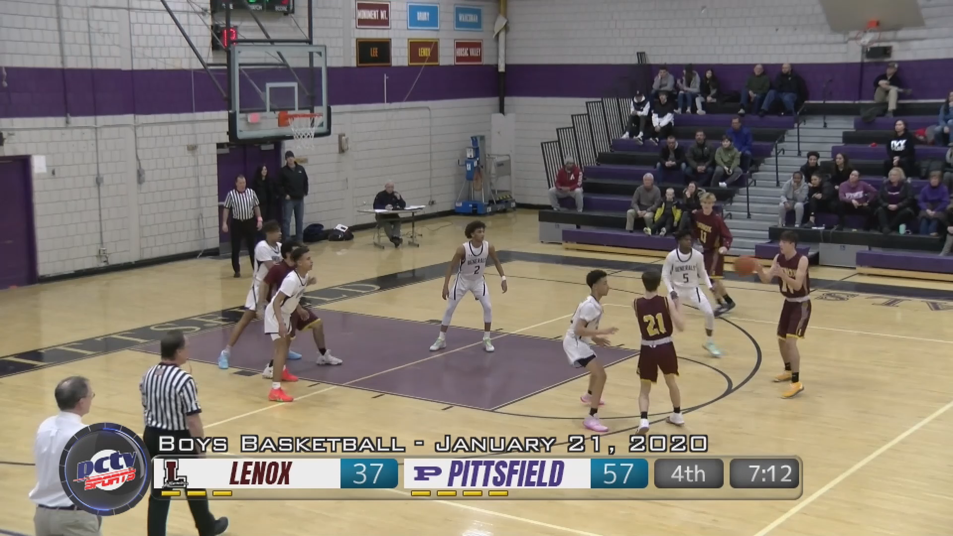 Thumbnail image for Sports Weekly presents "Pittsfield Sports.  Boys Basketball, Varsity, Lenox Memorial Middle & High School at Pittsfield High School, January 21, 2020."