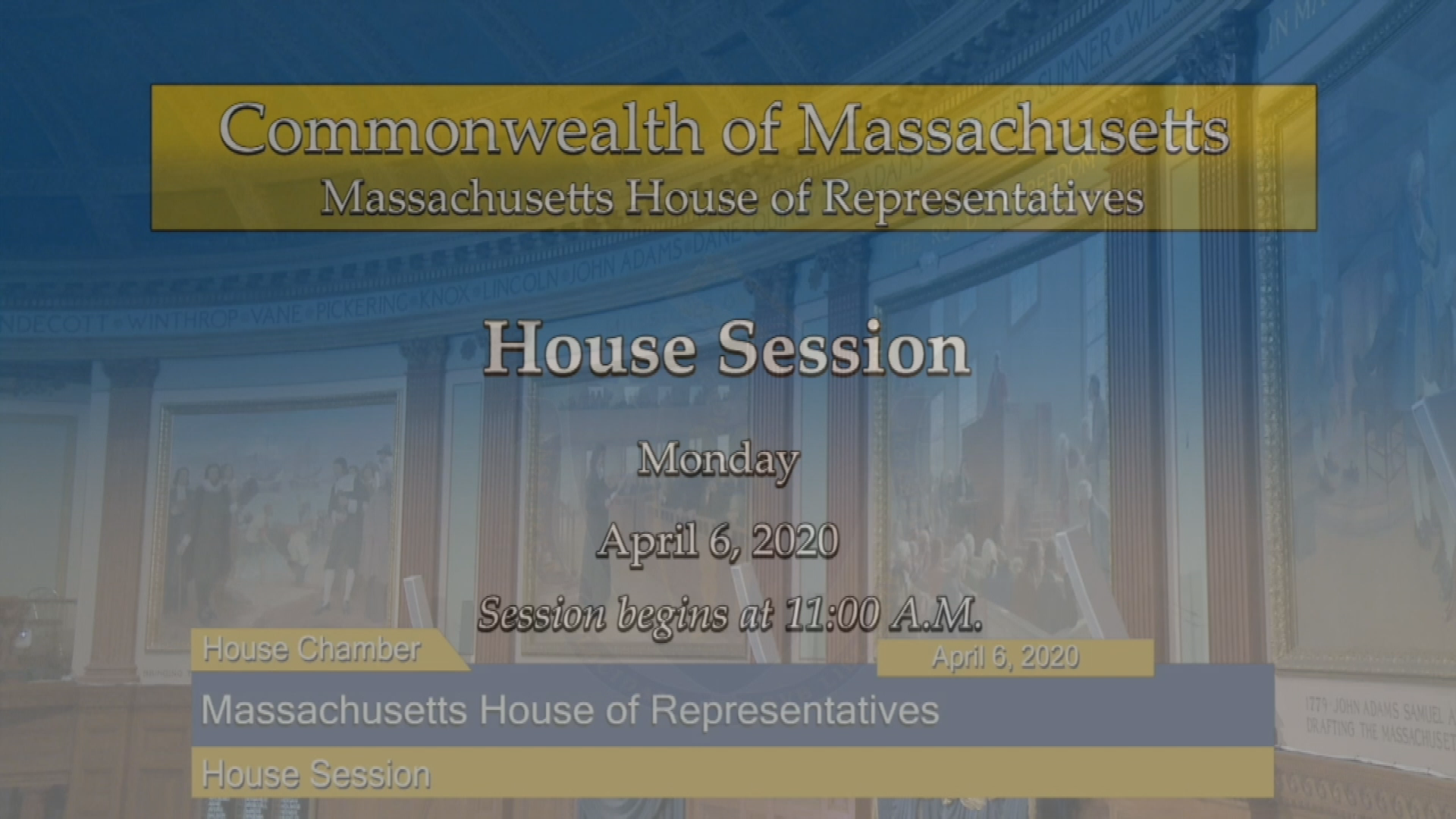 Thumbnail image for Commonwealth of Massachusetts State House.  House of Representatives, Informal Session, April 6, 2020.