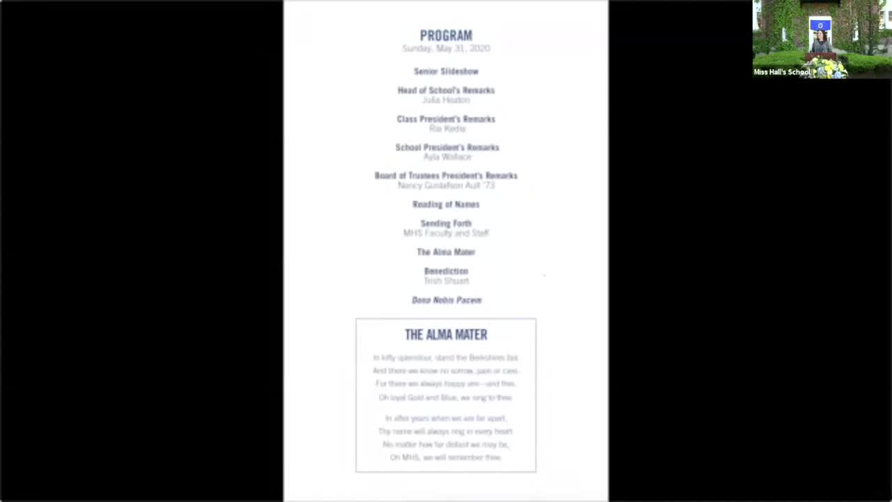 Thumbnail image for Miss Hall's School Graduation, May 31, 2020.