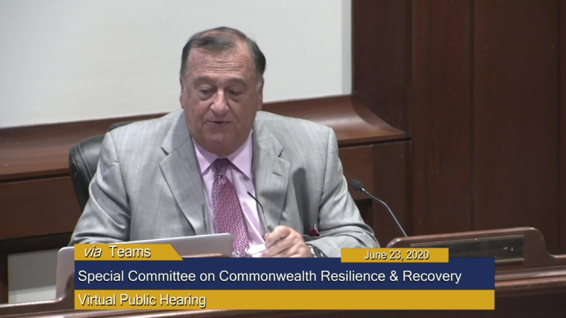 Thumbnail image for Commonwealth of Massachusetts State House.  Special Committee on Commonwealth Resilience and Recovery Meeting, June 23, 2020.