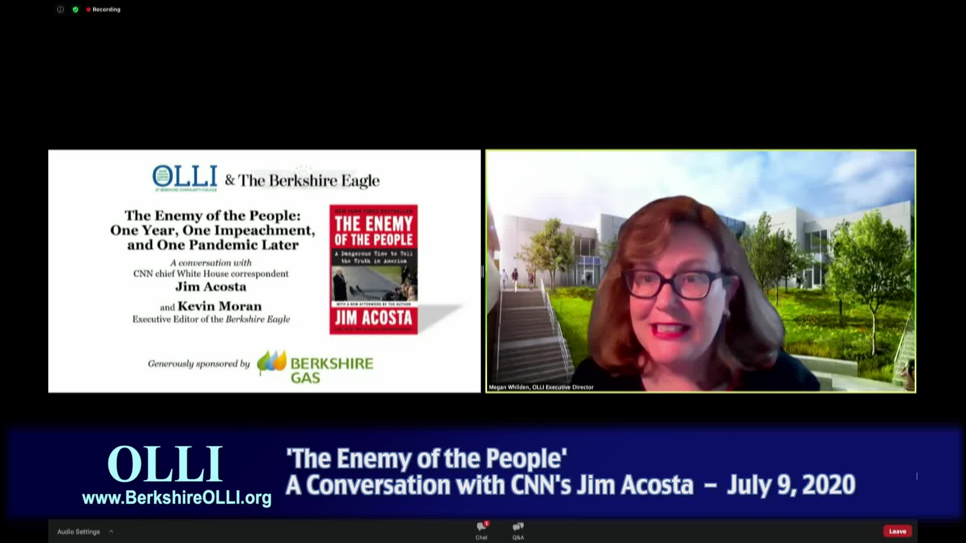 Thumbnail image for Osher Lifelong Learning Institute (OLLI).  An Online Conversation with CNN's Jim Acosta, "The Enemy of the People: One Year, One Impeachment, and One Pandemic Later."