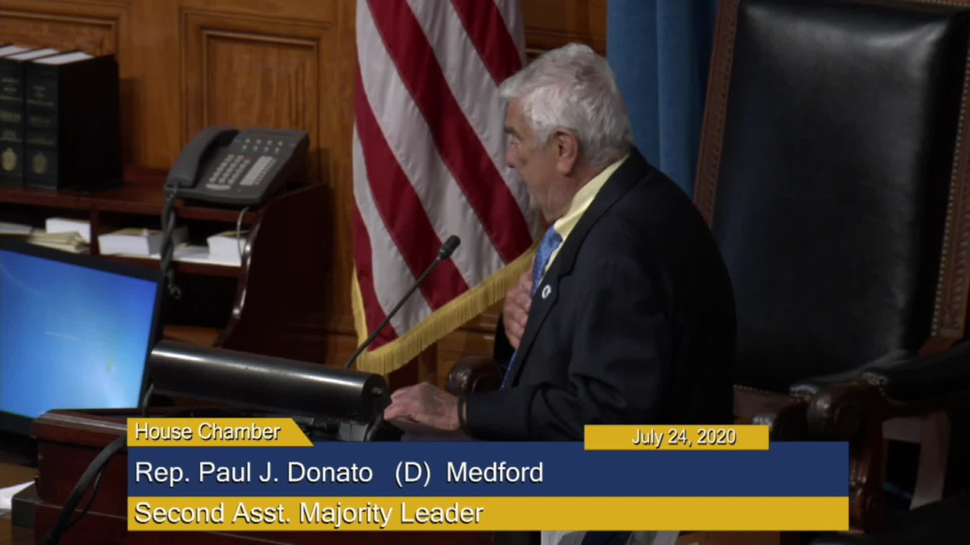 Thumbnail image for Commonwealth of Massachusetts State House.  House of Representatives, Formal Session, Part 1 of 2, July 24, 2020.