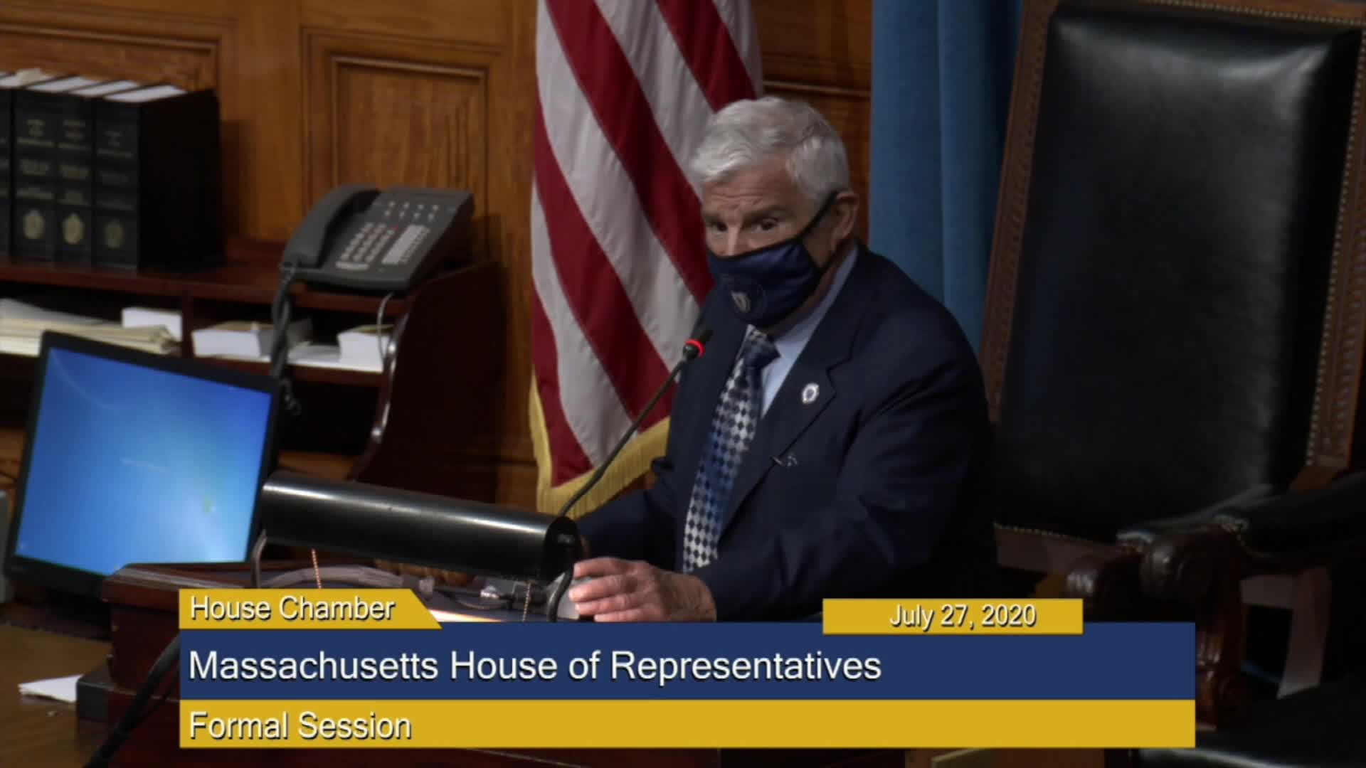 Thumbnail image for Commonwealth of Massachusetts State House.  House of Representatives, Formal Session, Part 1 of 2, July 27, 2020.