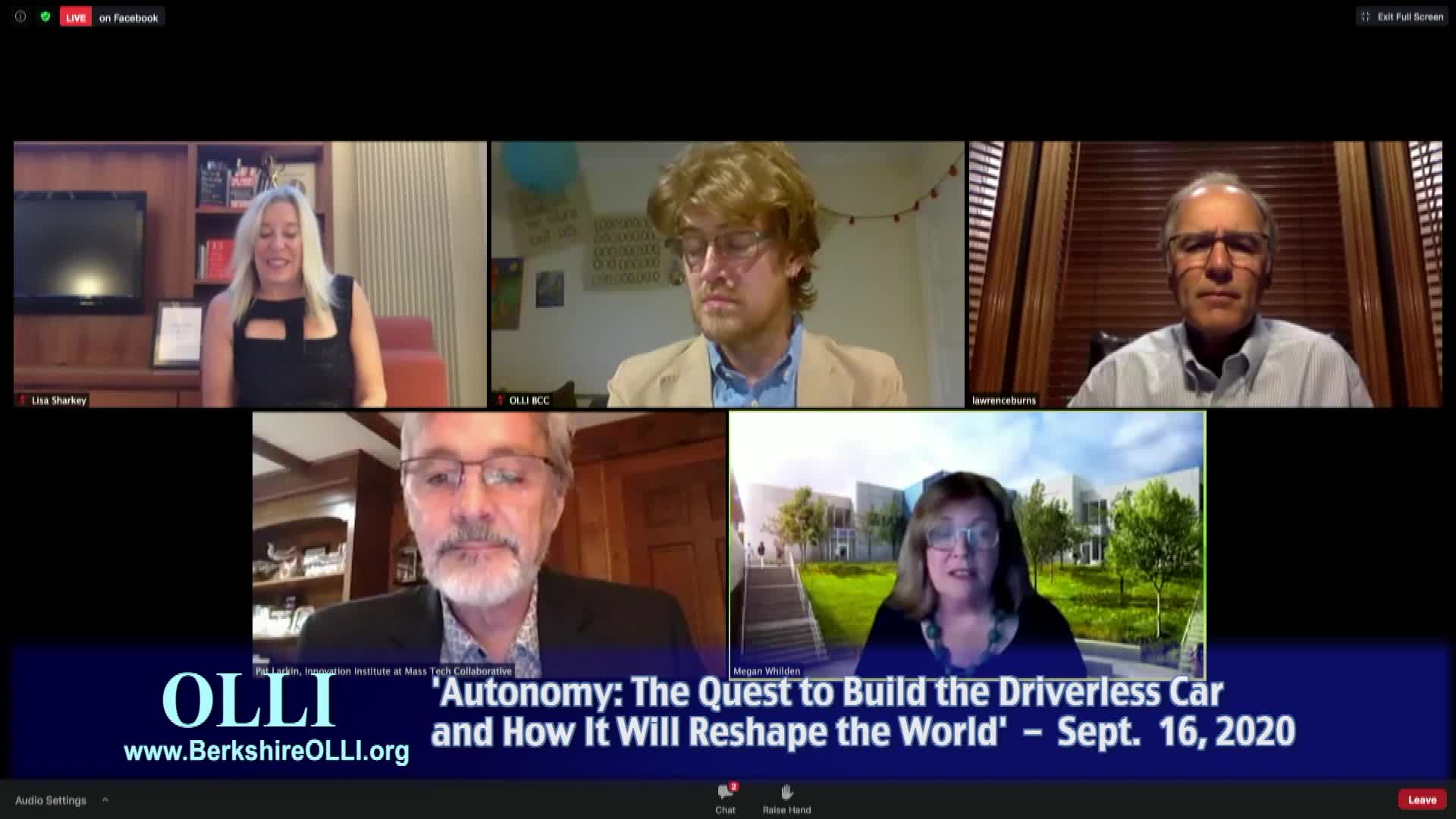 Thumbnail image for Osher Lifelong Learning Institute (OLLI).  "Autonomy: The Quest to Build the Driverless Car and How It Will Reshape Our World," An Online Conversation with author Lawrence Burns and Patrick Larkin, Founder & Director of the Innovation Institute.