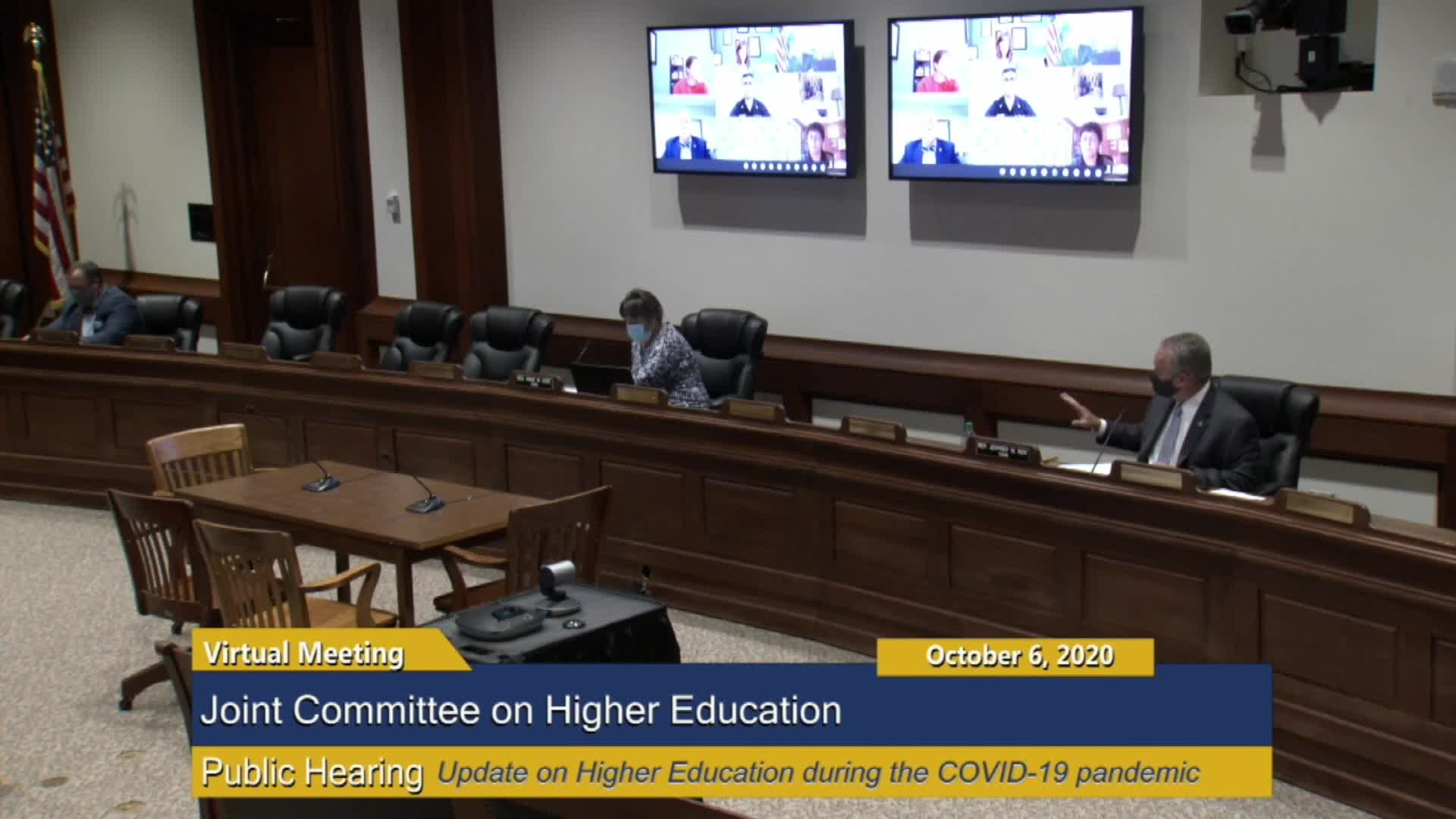 Thumbnail image for Commonwealth of Massachusetts State House.  Joint Committee on Higher Education Virtual Hearing, Part 1 of 2, October 6, 2020.