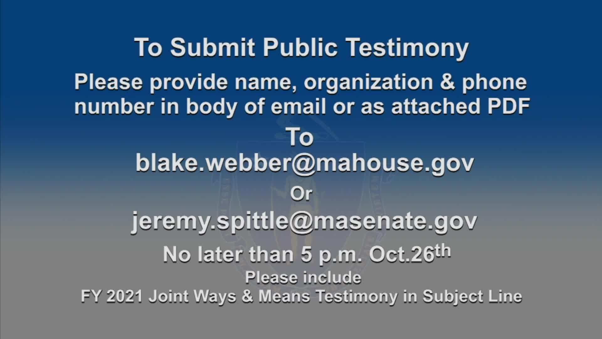 Thumbnail image for Commonwealth of Massachusetts State House.  Joint Committee on Ways & Means, FY2021 Budget Virtual Public Hearing, Part 1 of 4, October 21, 2020.