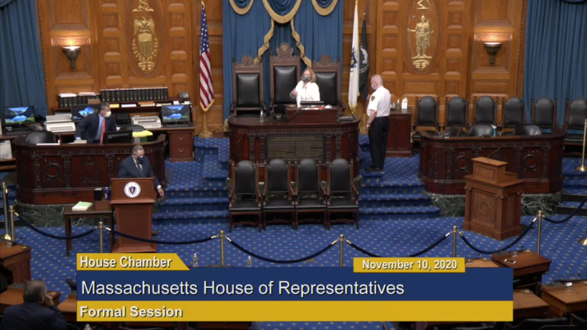 Thumbnail image for Commonwealth of Massachusetts State House.  Massachusetts House of Representatives, Remote Formal Session on the Fiscal Year 2021 Budget, Day 1, November 10, 2020.