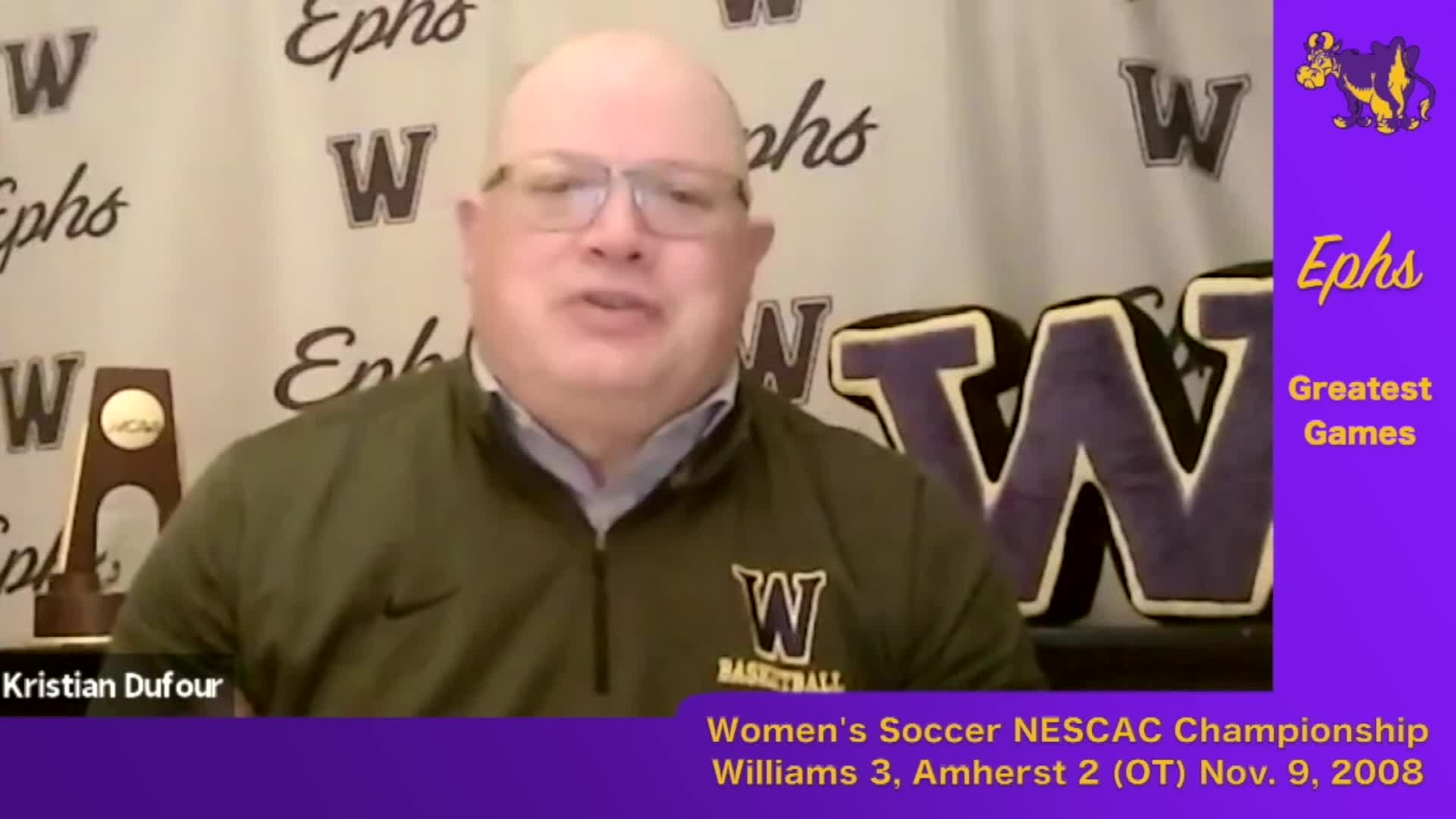Thumbnail image for "Williams College Ephs' Greatest Games.  02.  'Women's Soccer NESCAC Championship, November 9, 2008.'"