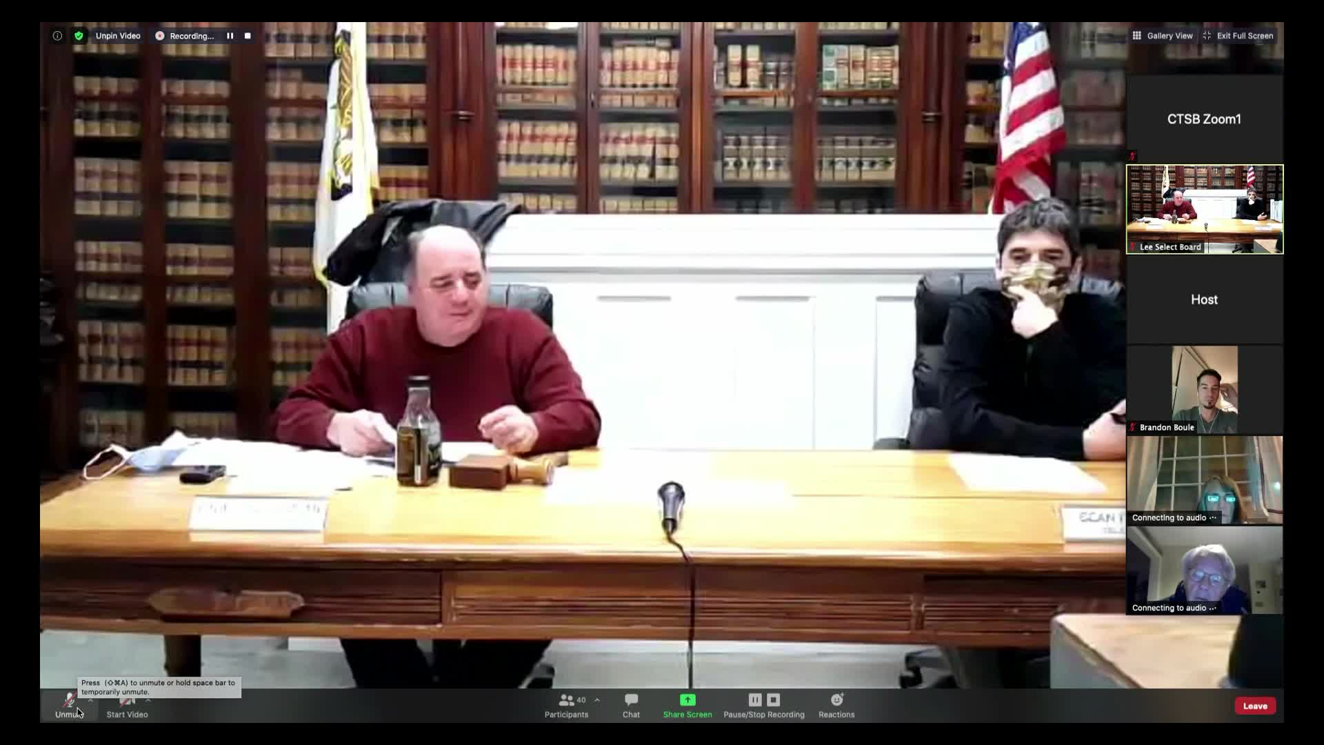 Thumbnail image for Town of Lee Selectboard Meeting, January 26, 2021.  LIVE, from Lee Town Hall, and CTSB Government Channel 1303.