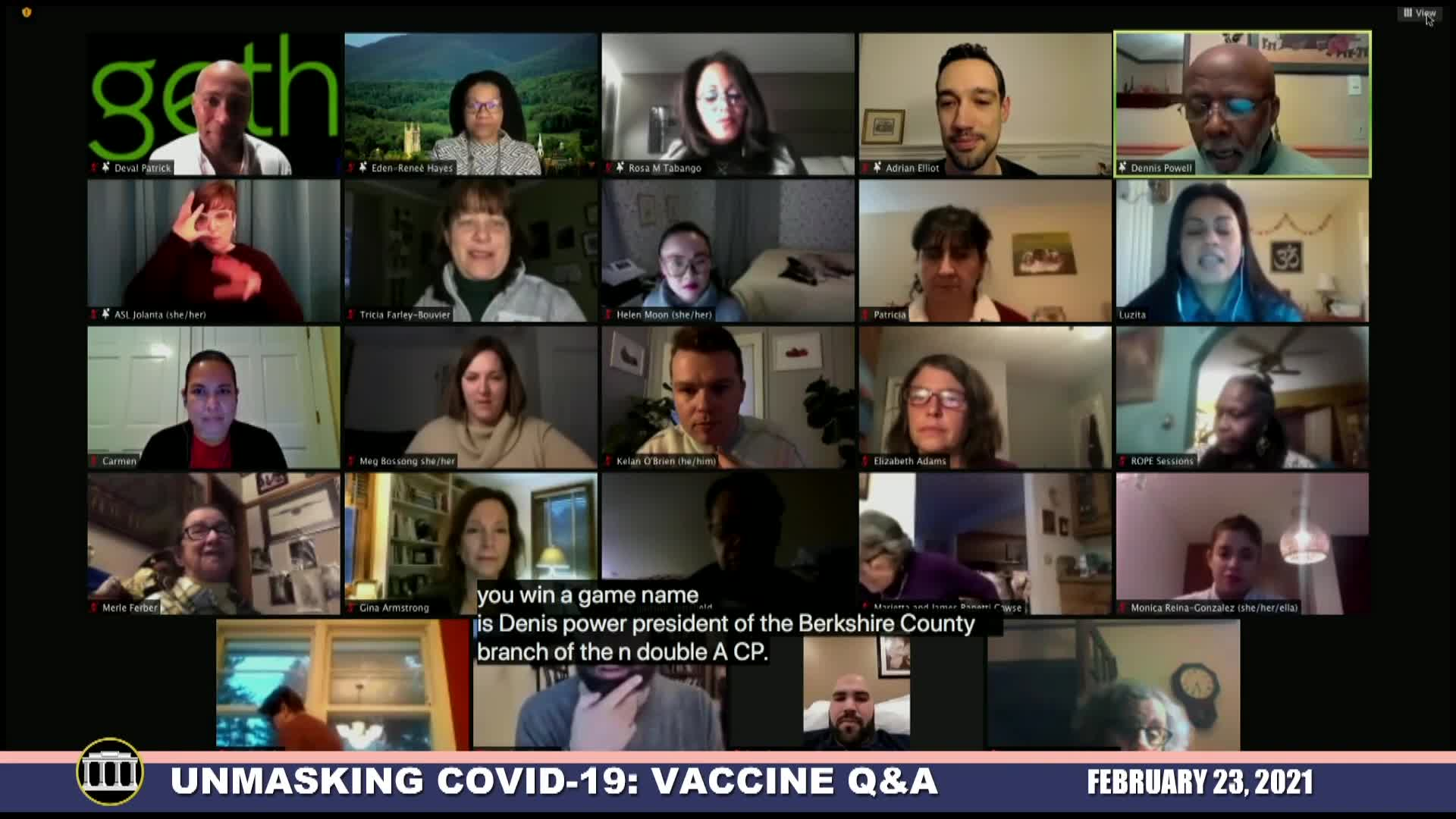 Thumbnail image for "Unmasking COVID-19: Vaccine Q&A," a Virtual Panel Discussion with Governor Deval Patrick, Moderator, February 23, 2021.  (English Language)