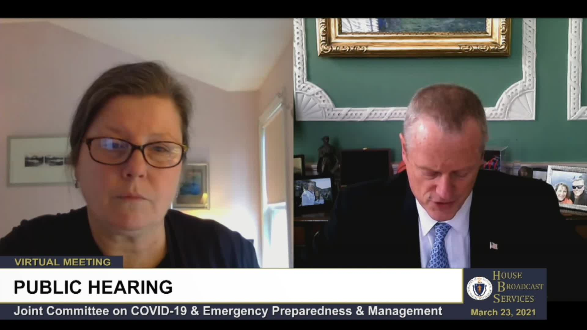 Thumbnail image for Commonwealth of Massachusetts State House.  Joint Committee on COVID-19 and Emergency Preparedness and Management, Remote Public Hearing, Part 3 of 4, March 23, 2021.