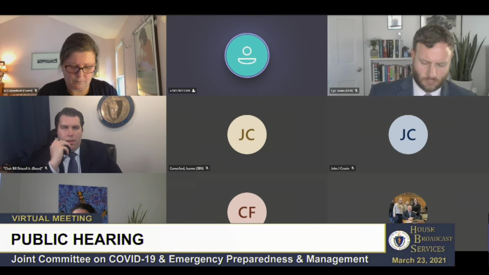 Thumbnail image for Commonwealth of Massachusetts State House.  Joint Committee on COVID-19 and Emergency Preparedness and Management, Remote Public Hearing, Part 4 of 4, March 23, 2021.
