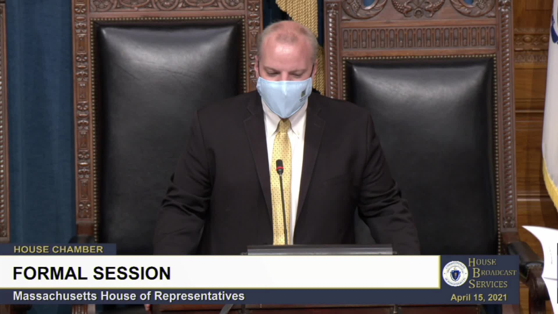 Thumbnail image for Commonwealth of Massachusetts State House.  House of Representatives, Formal Session, April 15, 2021.