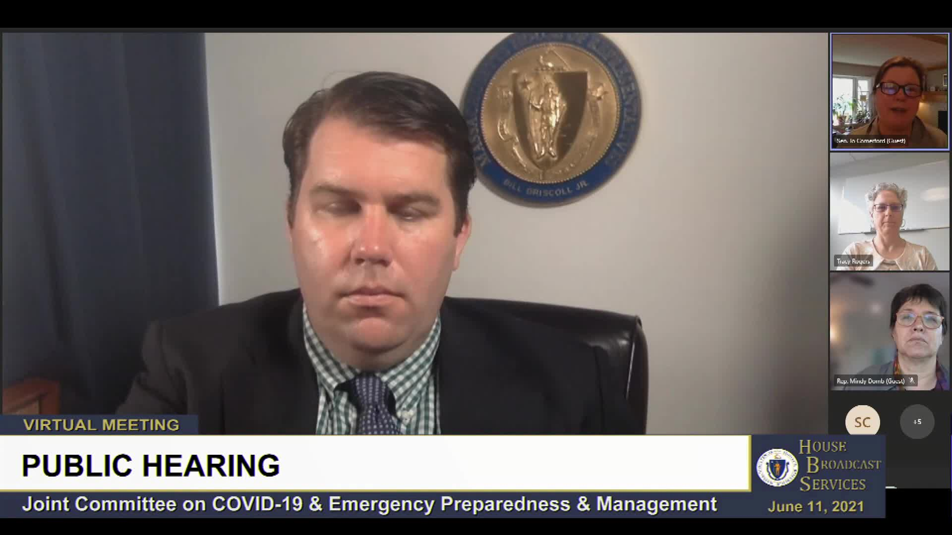 Thumbnail image for Commonwealth of Massachusetts State House.  Joint Committee on COVID-19 and Emergency Preparedness and Management, Remote Public Hearing, June 11, 2021.