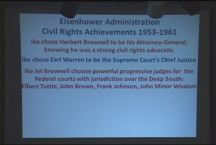 Thumbnail image for Osher Lifetime Learning Institute:  'Eisenhower - Successful President or Moral Failure, Class 5 of 6, Stacy Wallach, LL.B., February 14, 2013.'