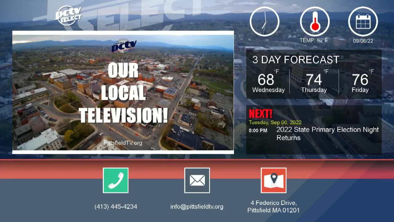 Thumbnail image for Massachusetts Primary Day Live Election Results, September 6, 2022, presented by Pittsfield Community Television.