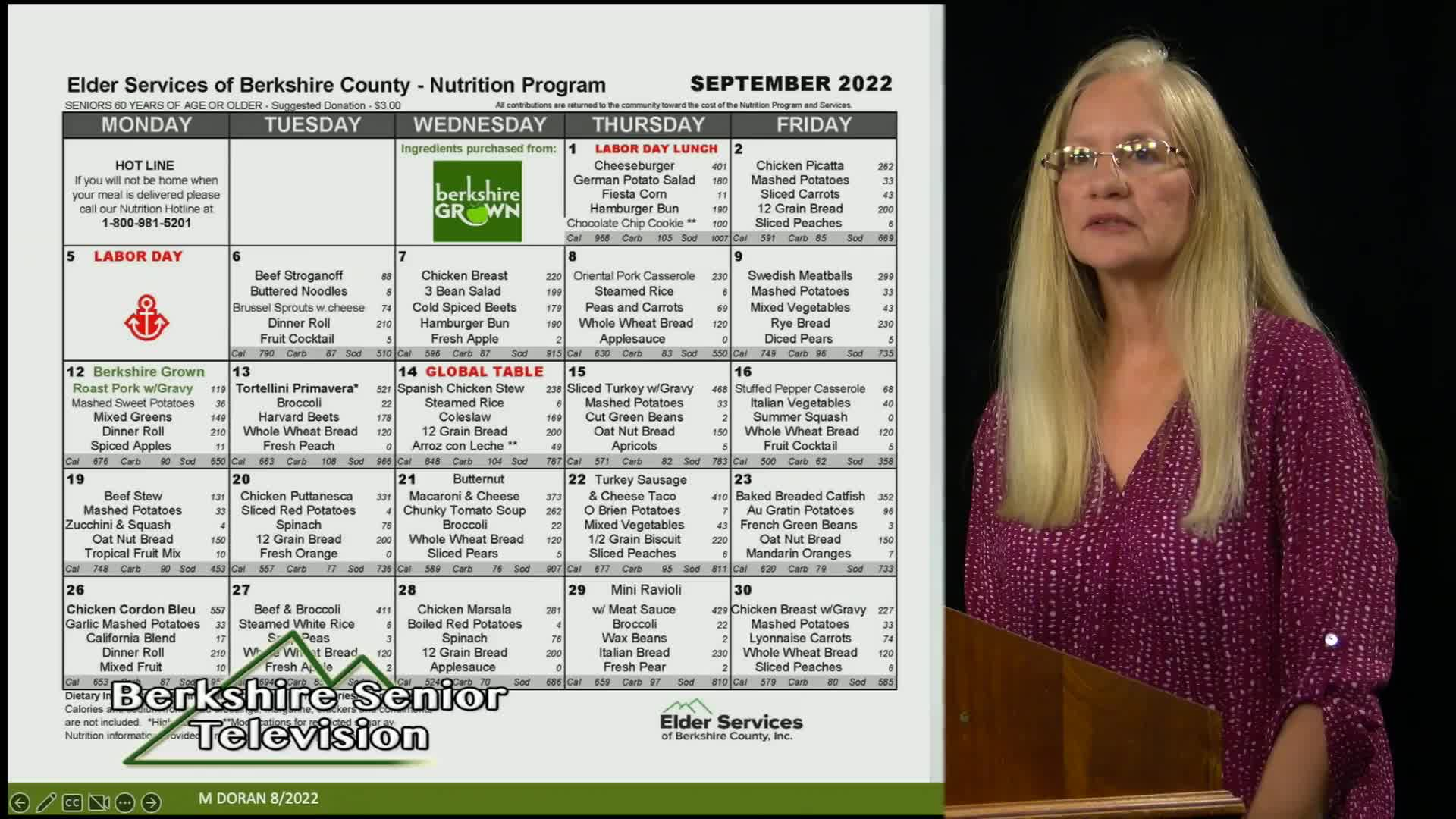 Thumbnail image for Elder Services of Berkshire County, Inc., presents "Berkshire Senior TV."  "Nutrition Survey."